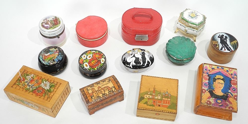 Collection of Decorative Boxes, 1 1/8 - 3"h.: Collection of Decorative Boxes, 1 1/8 - 3"h.