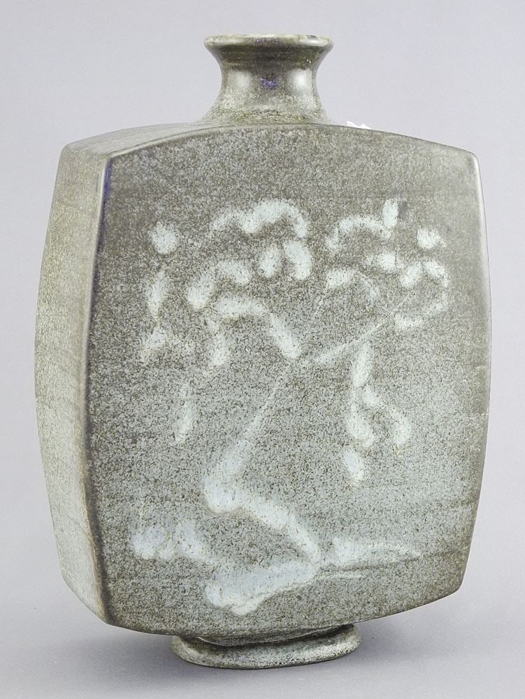 Stoneware Vase Monogrammed BL, 9 1/2"h.: Stoneware Vase Monogrammed BL, 9 1/2"h.