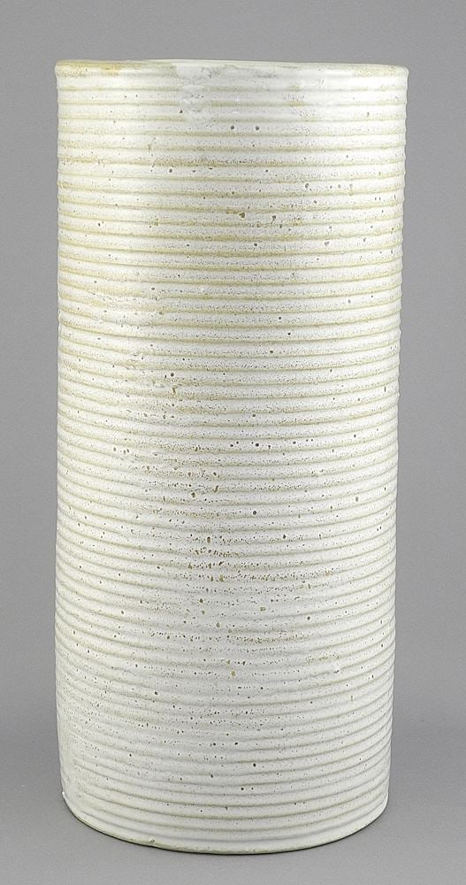 Zanesville Pottery #4012 Ribbed Stoneware Vase, 12"h.: Zanesville Pottery #4012 Ribbed Stoneware Vase, 12"h.