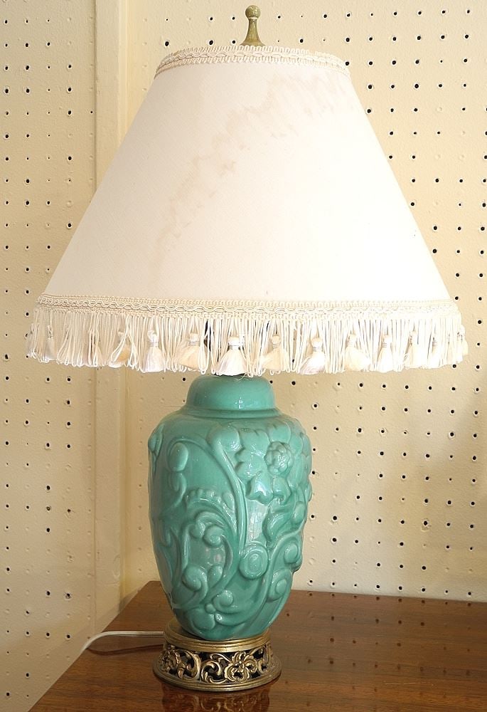 1950's Turquoise Ceramic Table Lamp. (1 of 1)