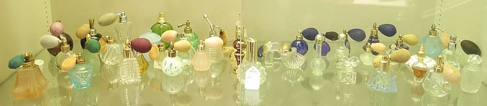 Collection of Small Glass Atomizers Approximately 1 1/2 - 5 1/4"h.: Collection of Small Glass Atomizers Approximately 1 1/2 - 5 1/4"h.