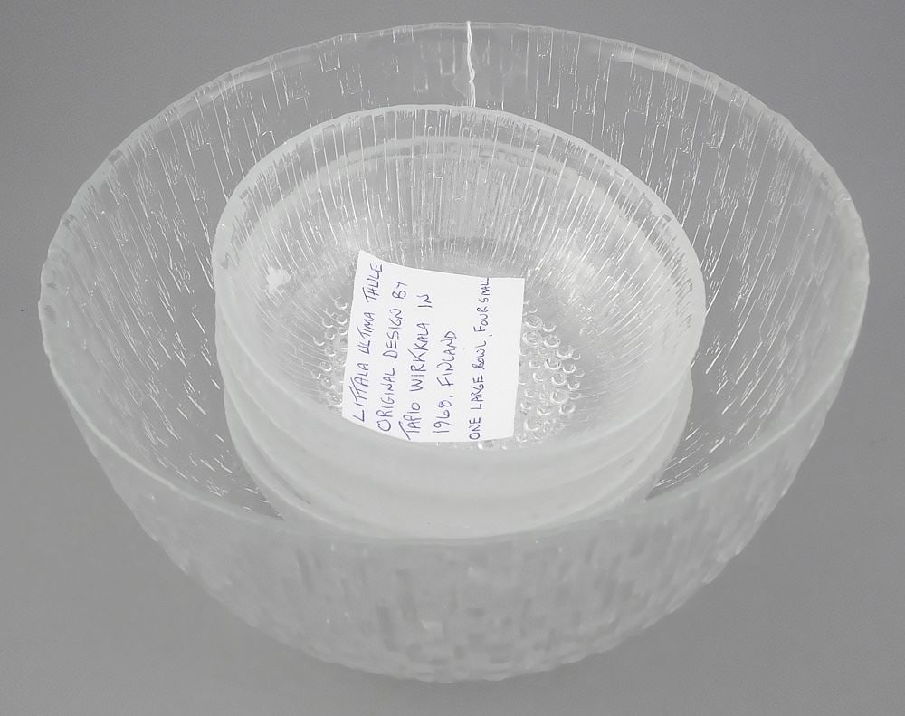 Iittala Ultima Thule Bowl Set, Five Pieces, Design: Tapio Wirkala, 4 1/2 & 2"h. (1 of 6)