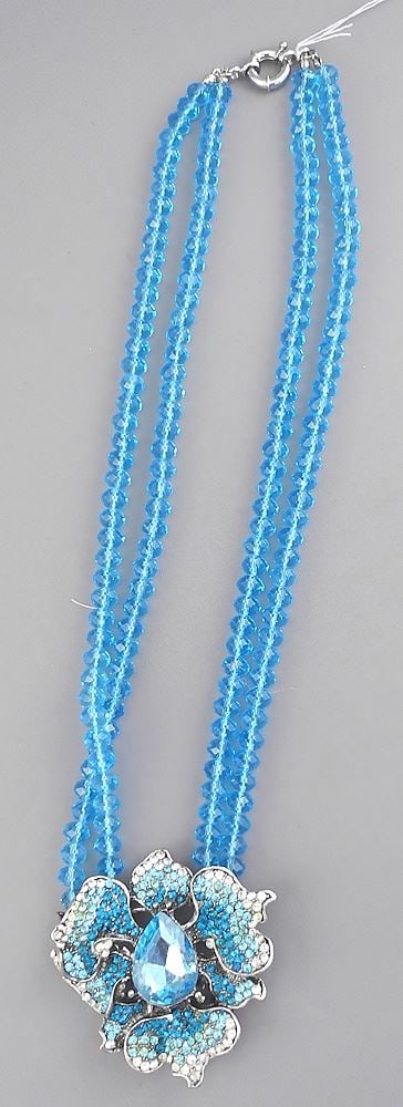 Blue Austrian Crystal Necklace, 23"L. (1 of 2)
