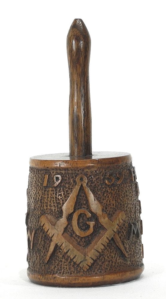 Masonic 1959 Fairbank Lodge 592 Mallet Impressed S.H.B.Tonkin, 7"L.: Masonic 1959 Fairbank Lodge 592 Mallet Impressed S.H.B.Tonkin, 7"L.