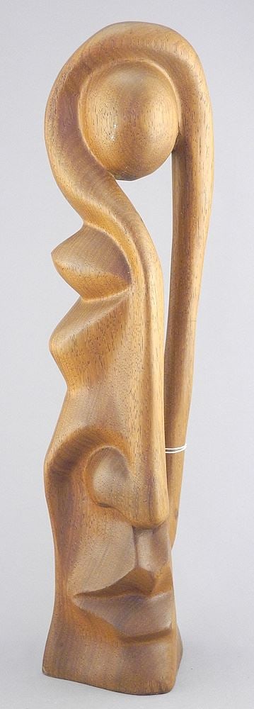 Mahogany Sculpture Stamped "Property of Jeffrey R. Wilson", 14 7/8"h. (1 of 4)
