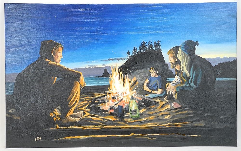 Oil on Canvas signed Billy (McElwain), 30 x 48", "Our Shangri- La" (Long Beach) & 2 Print (1 of 6)