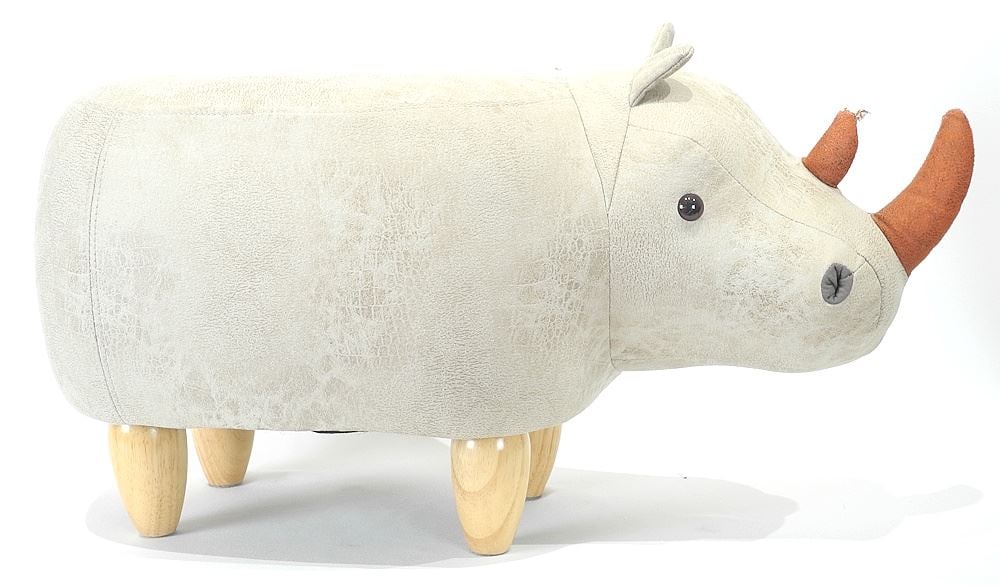 Stuffed Rhino Footstool, 28"L. (1 of 3)
