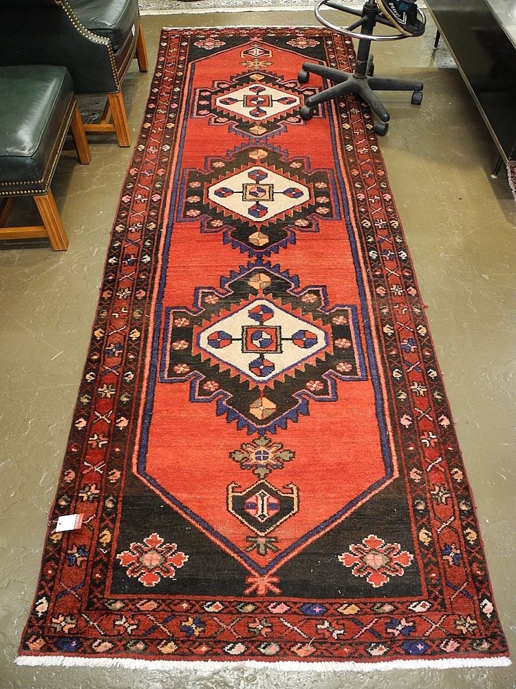 Hand Knotted Persian Wool Runner Approximately 10' X 3'5". (1 of 2)