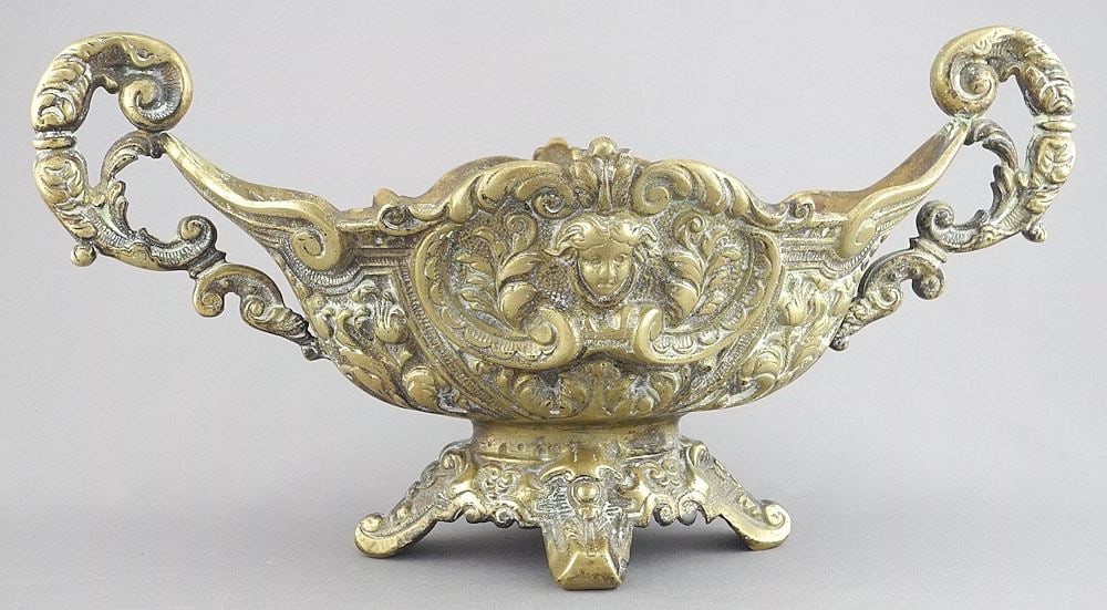 French Louis XIV-Style Provincial Brass Bowl, 12 3/4"w.: French Louis XIV-Style Provincial Brass Bowl, 12 3/4"w.