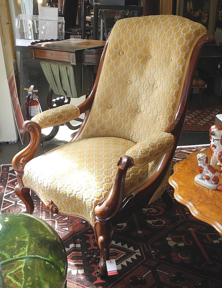 Mid 19th C. Mahogany Slope Back Chair, 38"h.: Mid 19th C. Mahogany Slope Back Chair, 38"h.