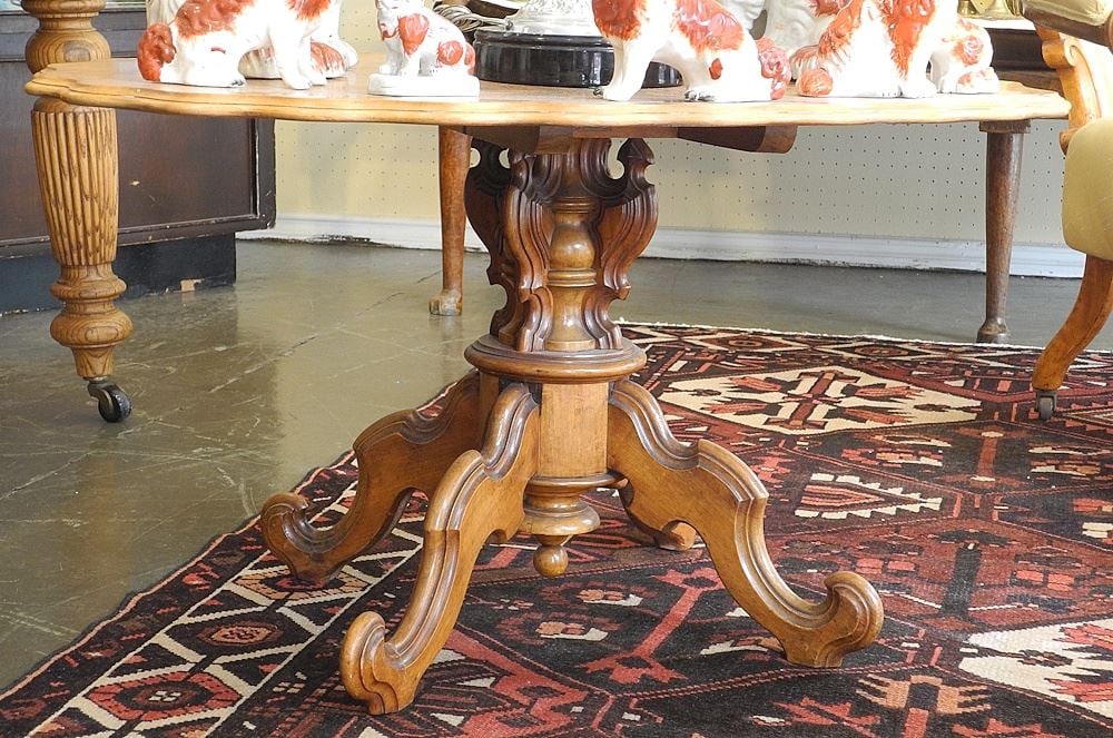 Victorian Burr Walnut Low Table, 37"w. (1 of 2)