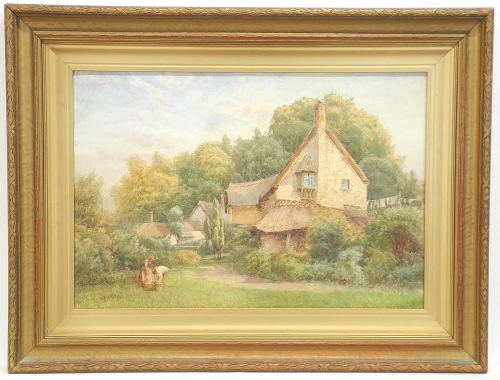 Watercolour Signed J (James) Whaite, 14 3/4" x 22 1/4", "Acton Hall Devonshire" (1 of 6)
