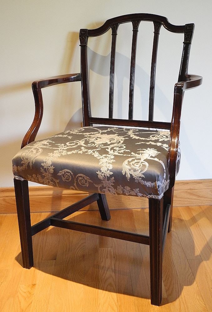 Georgian Open Armchair with Upholstered Seat, 23 1/4"w x 36 1/2 "h: Georgian Open Armchair with Upholstered Seat, 23 1/4"w x 36 1/2 "h
