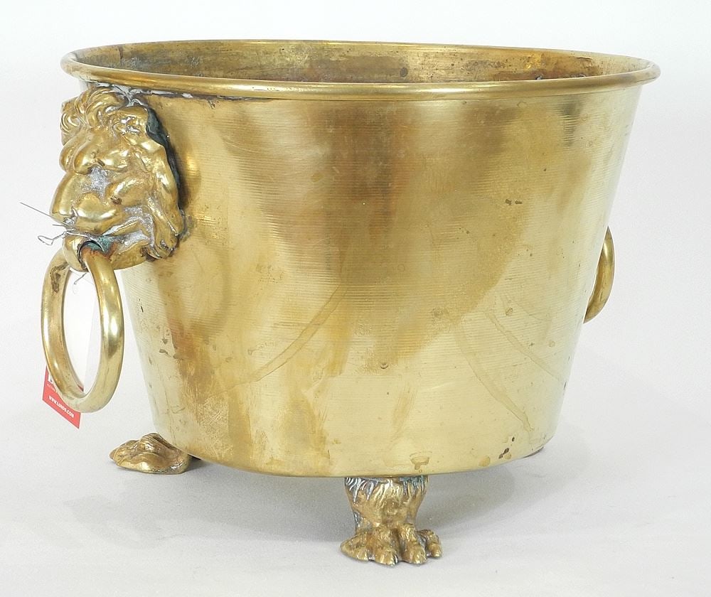 American Brass Jardiniere signed E. Miller & Co. Meriden Conn., 8 7/8"h.: American Brass Jardiniere signed E. Miller & Co. Meriden Conn., 8 7/8"h.