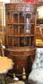 Fancy & Petite Hespeler Bowfront Mahogany Corner Cabinet, 64"h.