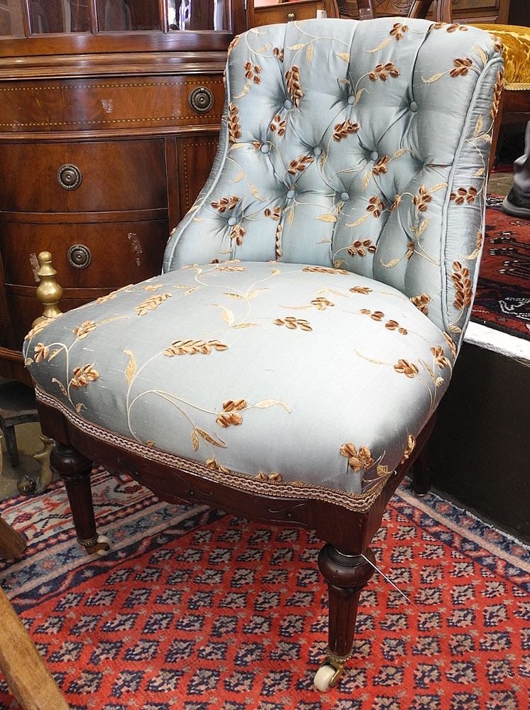 Late 19th C. Tufted Mahogany Nursing Chair, 29 1/2"h. (1 of 1)