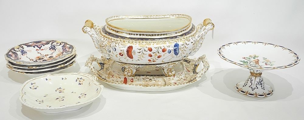 Lot of Misc Antique Porcelains Including Derby Tureen, Platter, etc. (1 of 5)