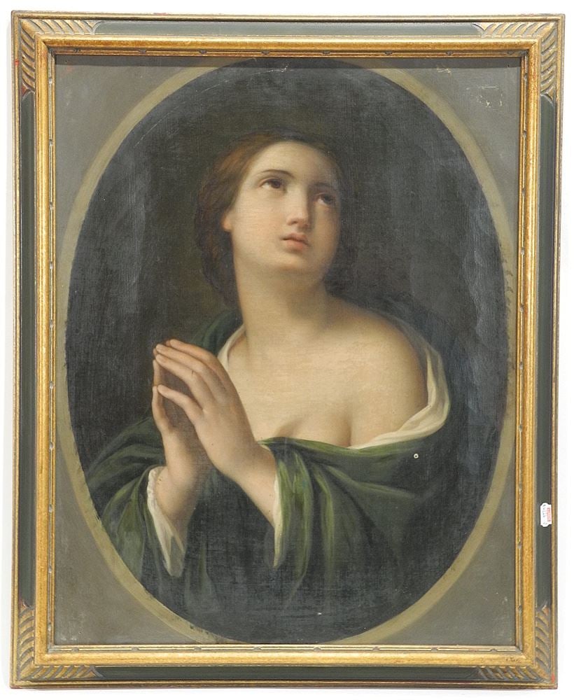 Oil on Canvas signed Indistinctly, 21 x 16 1/2", "Mary Magdelene".: Oil on Canvas signed Indistinctly, 21 x 16 1/2", "Mary Magdelene".