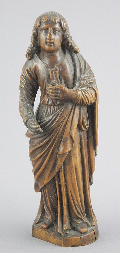 Antique Painted Hardwood Religious Figure, 7"h. (1 of 9)