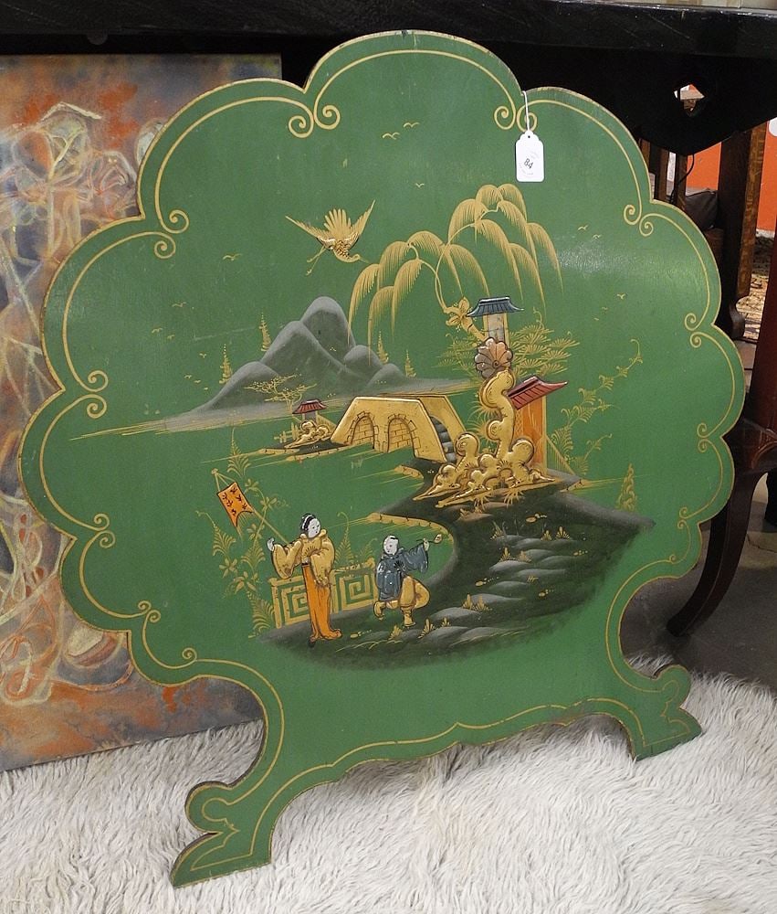 Green Chinoiserie Lacquered Draft Screen C.1920's, 29 5/8"h (scuffs noted). (1 of 1)