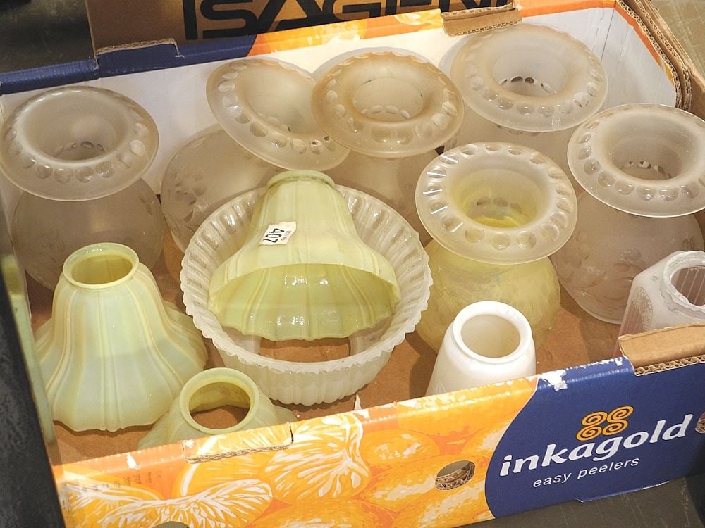Collection of Vintage Glass Lamp / Light shades.: Collection of Vintage Glass Lamp / Light shades.