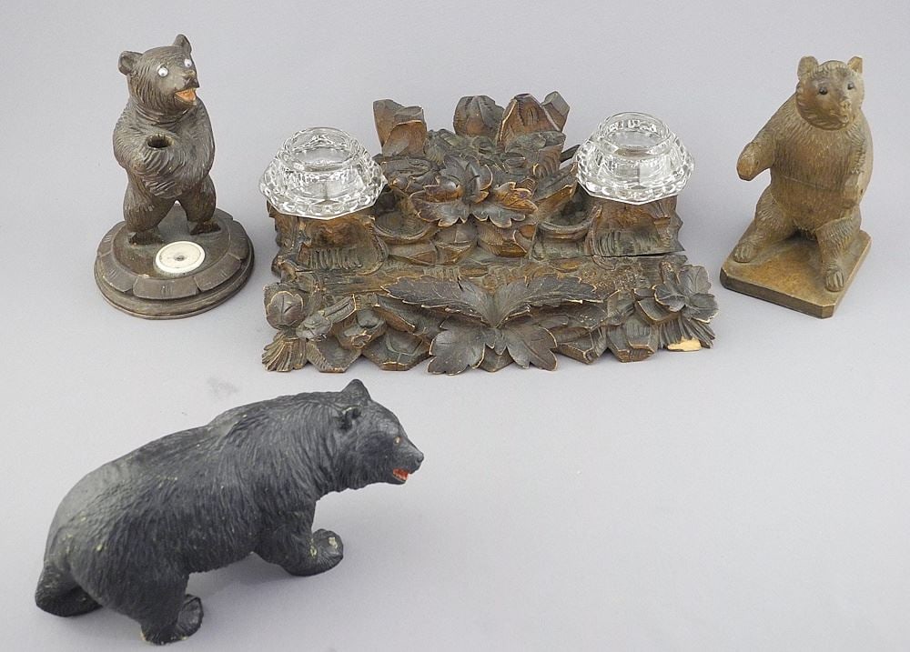 Black Forest -Style Ink Well (8 1/8"w) with Three Bears. (1 of 4)