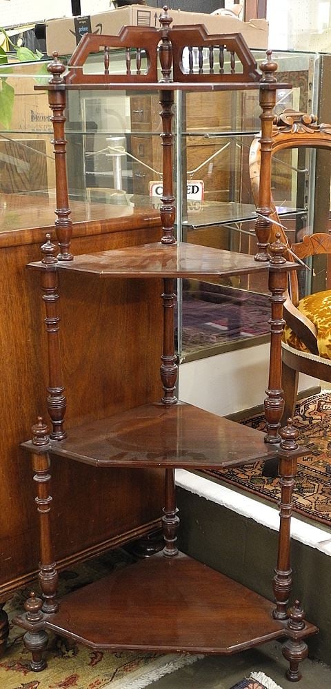Victorian Mahogany Corner Whatnot, 54"L. (1 of 1)