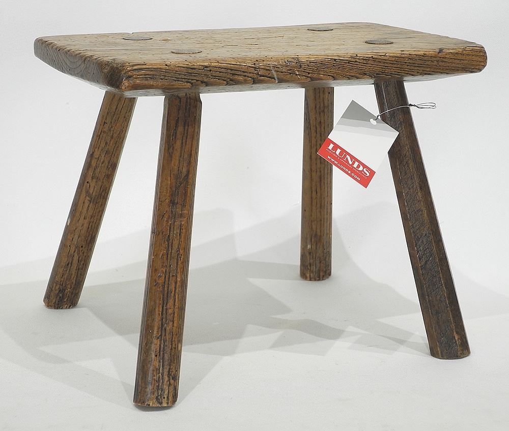Primitive Oak Milking Stool, 8"h. (1 of 3)