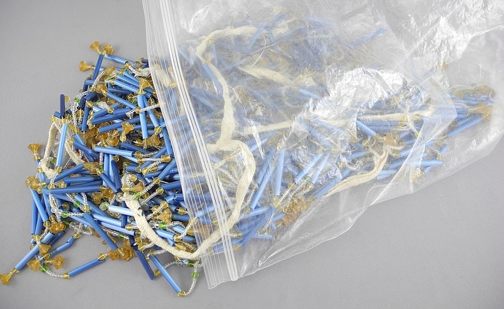 1920's Large Czech Beaded Lamp Fringe, 8'L, 5"L Strands. (1 of 1)