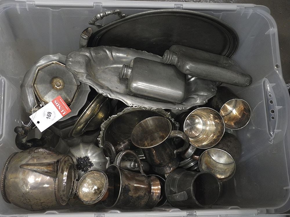 Collection of Pewter Wares: Hollow Ware / Tankards / Candlestick / Various. (1 of 1)