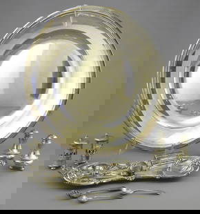 Christofle Silver Plated Dish with Plated & Silver Sundries (as found/ condition noted).: Christofle Silver Plated Dish with Plated & Silver Sundries (as found/ condition noted).