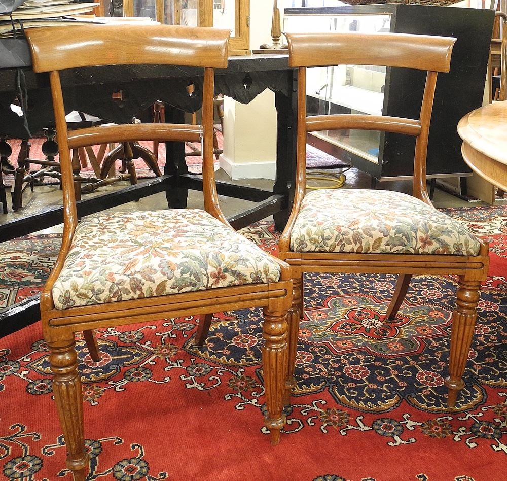 Pair of Victorian Carved Mahogany Side Chairs with Reeded Legs (1 of 2)