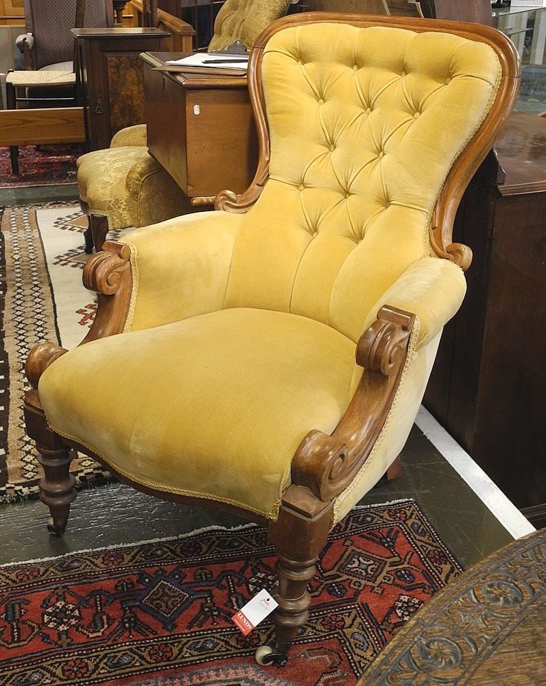 Victorian Mahogany Armchair, 37 1/2"h.: Victorian Mahogany Armchair, 37 1/2"h.