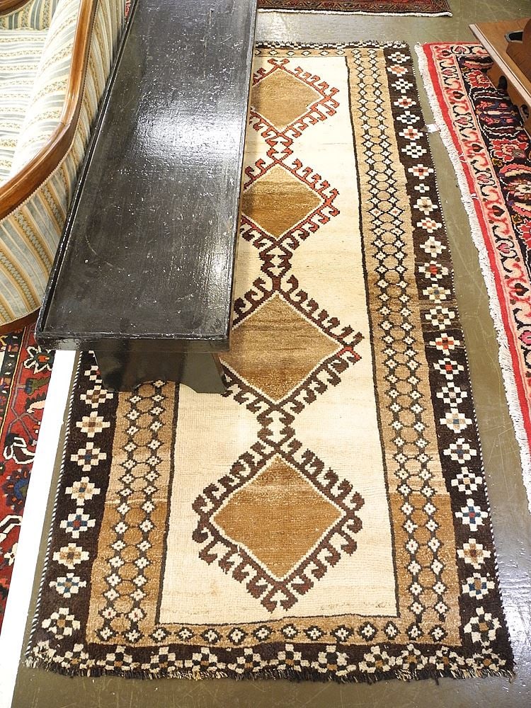 Hand Knotted Mashhad Carpet Approximately 3'6" x 11'1".: Hand Knotted Mashhad Carpet Approximately 3'6" x 11'1".