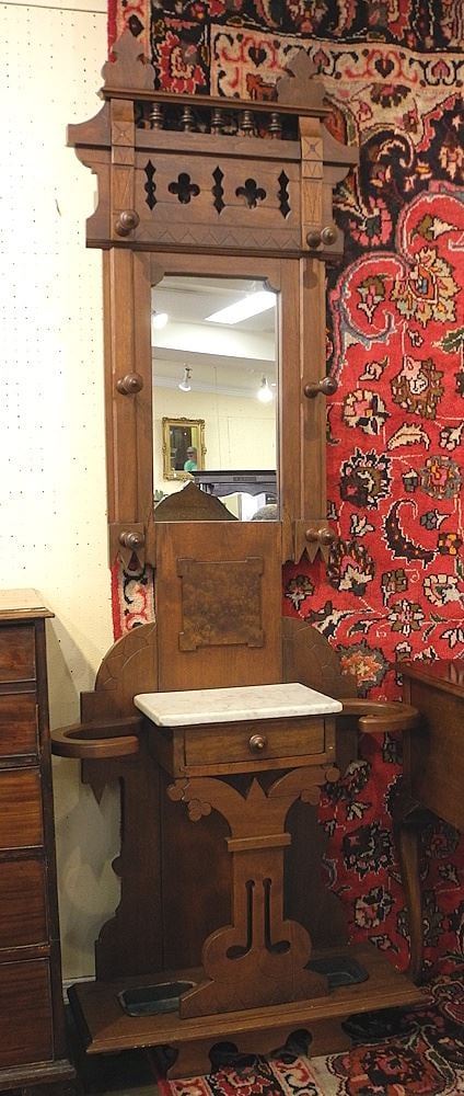 Eastlake Marble Tier Hallstand, 89 1/2"h. (1 of 3)