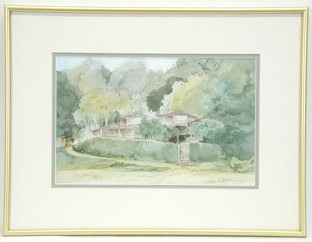Watercolour signed E. (Eileen) Beaton, 7 x 11", "Kawan Island".: Watercolour signed E. (Eileen) Beaton, 7 x 11", "Kawan Island".
