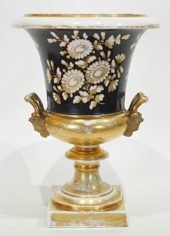 19th C. French Porcelain Urn, 14 3/4"h (lacking cover). (1 of 3)
