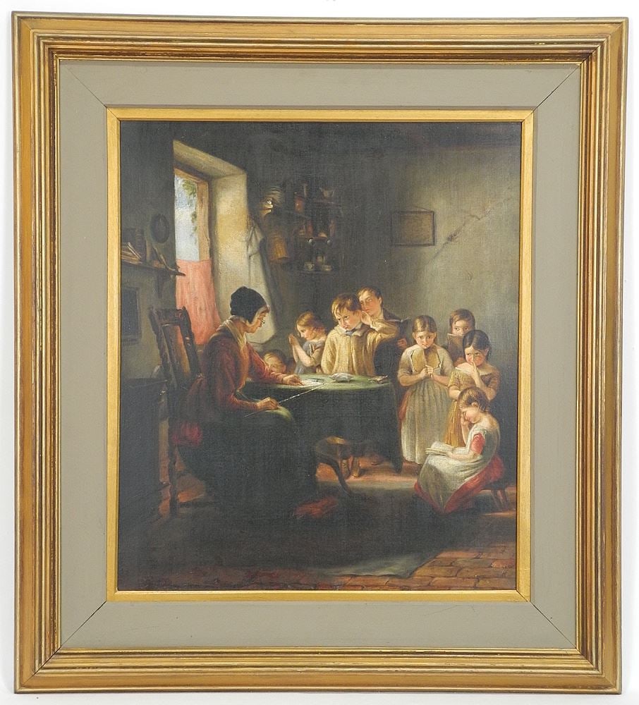 Oil on Canvas After George Augustus Freezor, 21 3/4 x 18 3/4", "Morning Prayers". (1 of 3)