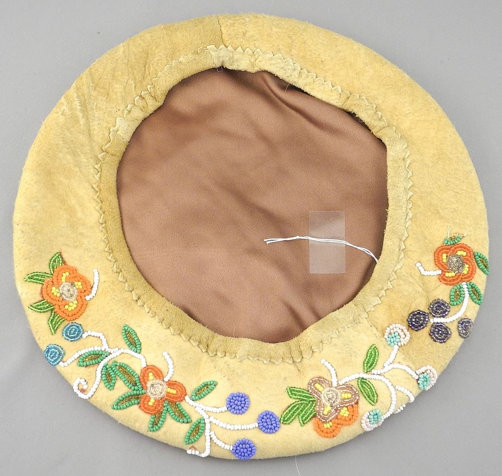 Iroquois Native Woodlands Hand Beaded Hat (Eastern North American). (1 of 3)