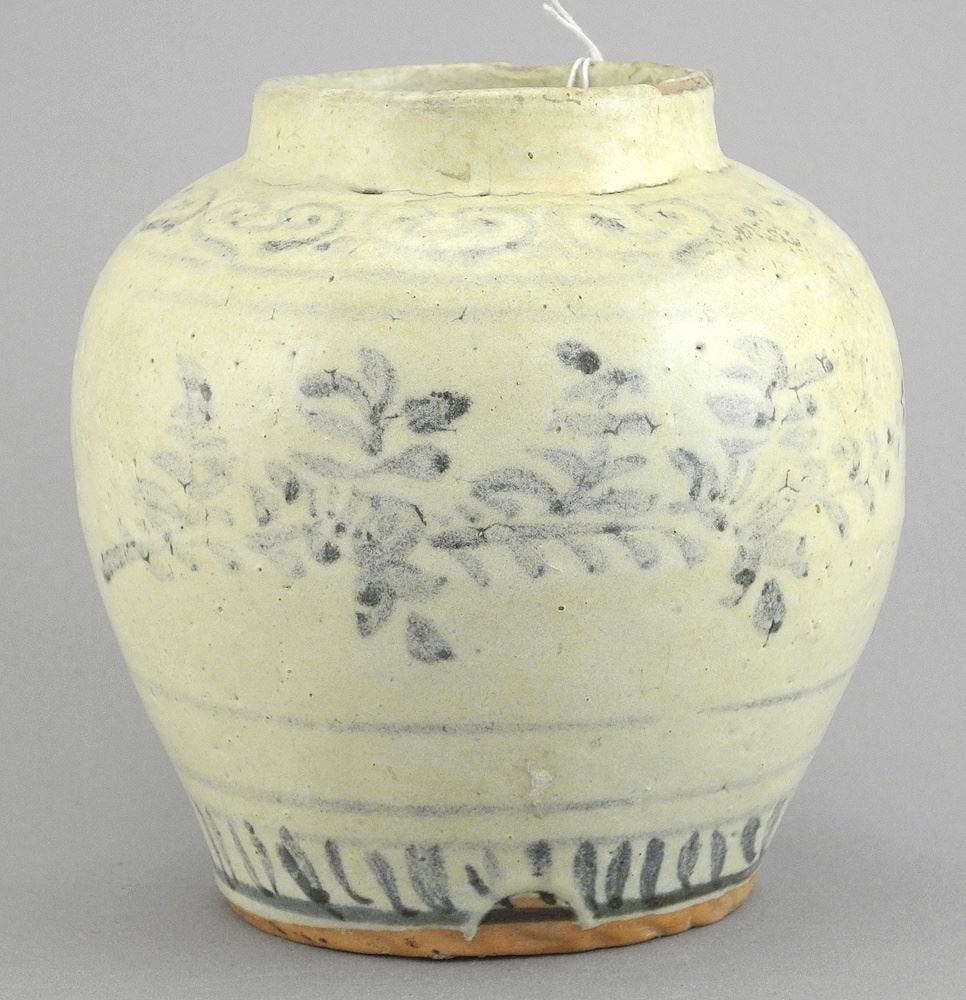 15th C. Vietnamese Ceramic Jar From Hoi An Hoard, 4 1/8"h.: 15th C. Vietnamese Ceramic Jar From Hoi An Hoard, 4 1/8"h.