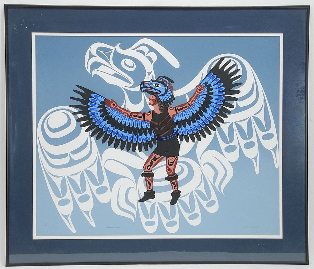 Serigraph signed Joe Wilson, 18 3/4" x 22 3/4", "Thunderbird Dancer" #1/ 150. (1 of 4)