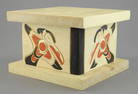 Kwagiulth Bentwood-Style Hummingbird Box signed Sarah Robertson, 5 x 7 1/4 x 7 1/4".