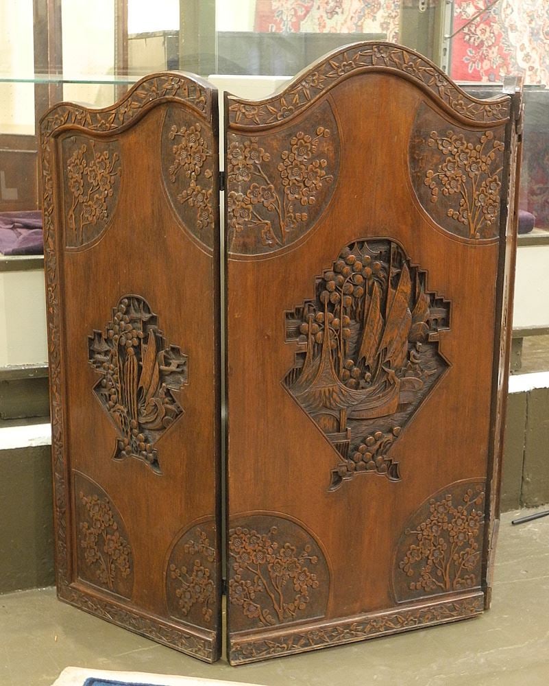 Hong Kong Deep Carved Fireplace Screen, 38"h. (1 of 2)