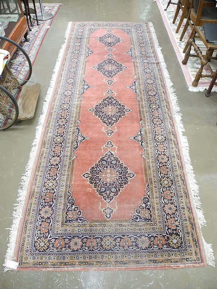 Hand Knotted Persian Runner with Fringe Along the Length, Approx. 4' 4" x 11'8".: Hand Knotted Persian Runner with Fringe Along the Length, Approx. 4' 4" x 11'8".