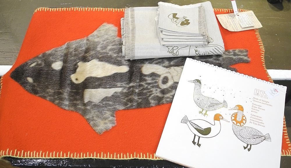 Felt & Seal Skin Tapestry by Lily Ann Ruben (22 1/2 x 37") with Table Linens & Dorset Calendar,: Felt & Seal Skin Tapestry by Lily Ann Ruben (22 1/2 x 37") with Table Linens & Dorset Calendar,