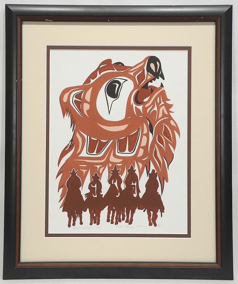 Serigraph signed Robert Sebastien, 13 7/8" x 10 1/2", "Western Grizzly Morning 2003" #66/100 (1 of 3)