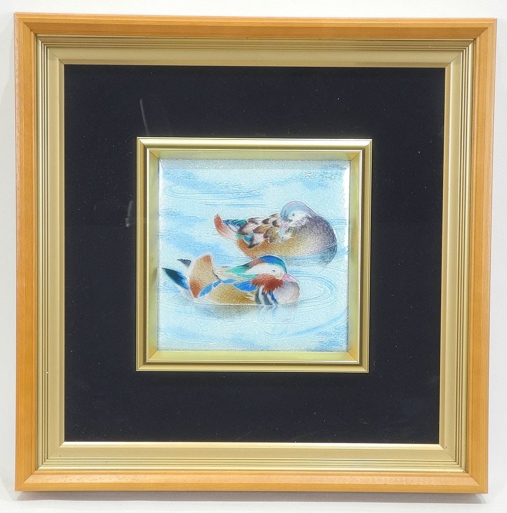 Japanese Wireless Cloisonne Plaque, Unsigned, 5 3/8 x 5 3/8".: Japanese Wireless Cloisonne Plaque, Unsigned, 5 3/8 x 5 3/8".