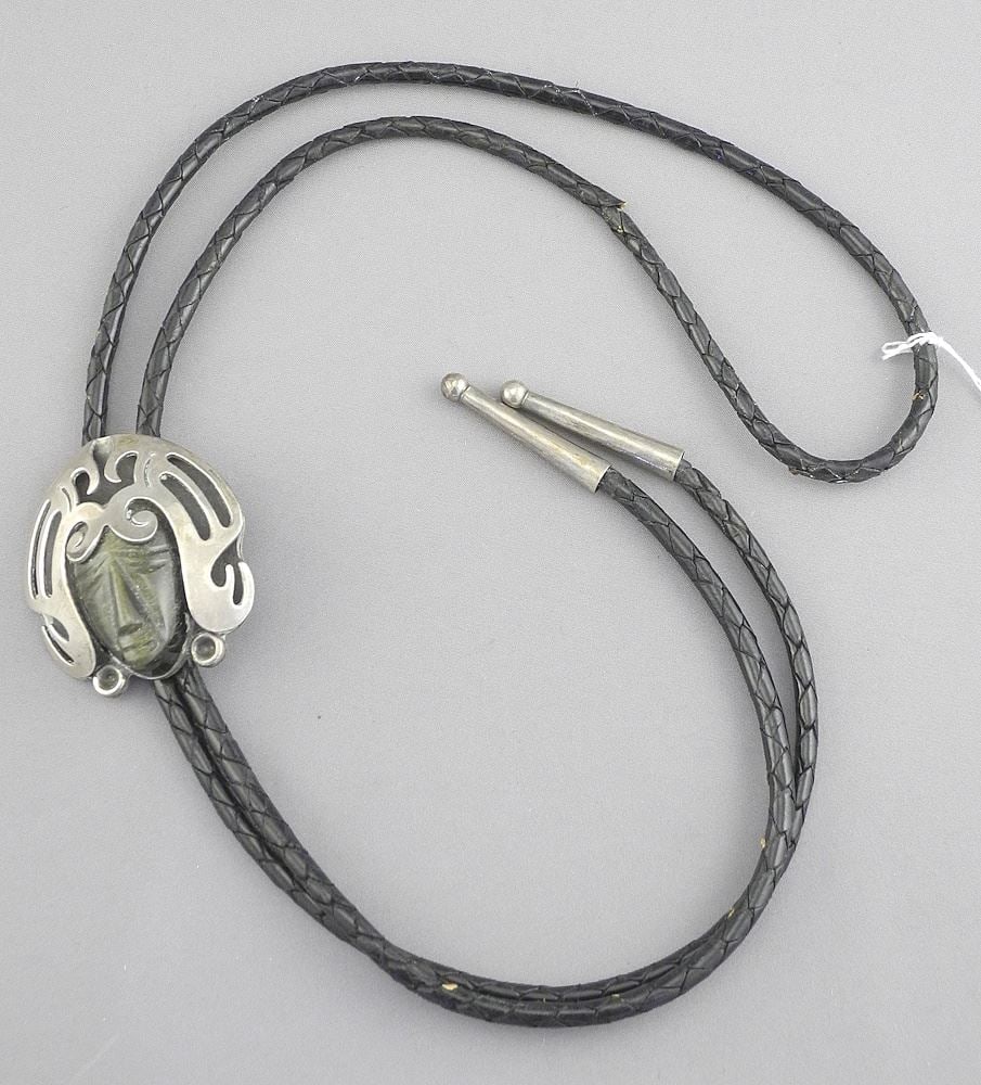 Taxco 925 Silver & Stone Necktie Slide.: Taxco 925 Silver & Stone Necktie Slide.