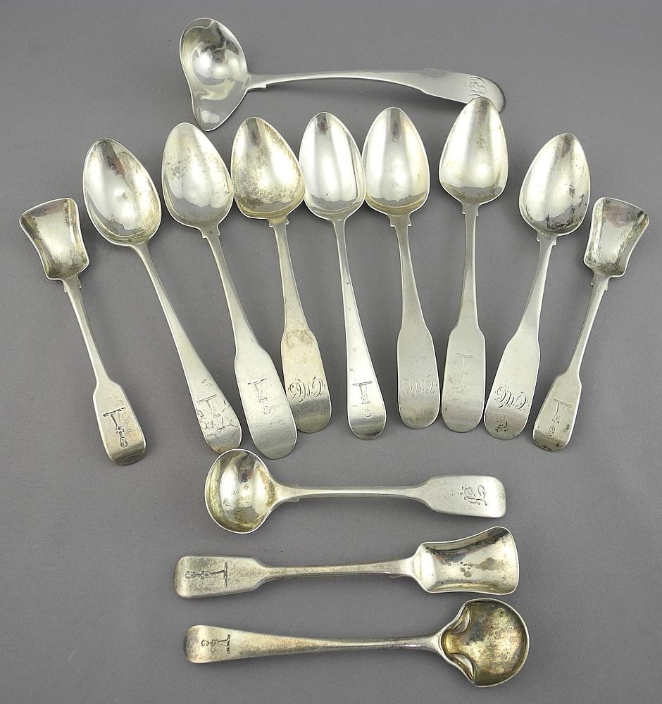 Collection of Georgian Hallmarked Silver Spoons/Ladle/Scoops, 3 3/4 - 5 5/8", 170g. (1 of 3)