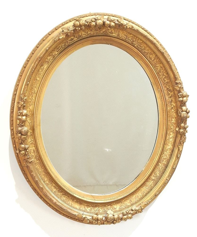 Oval Gilt Framed Mirror, 29"h. (1 of 3)